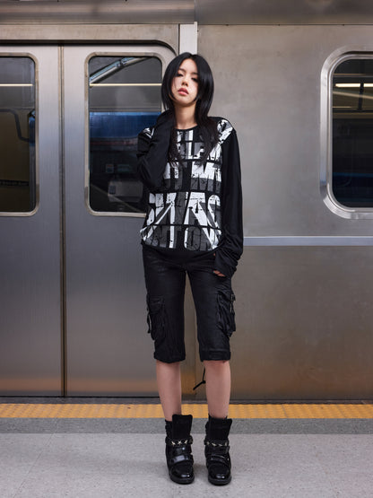 Typography Graphic Print Long Sleeve T-Shirt WN27197