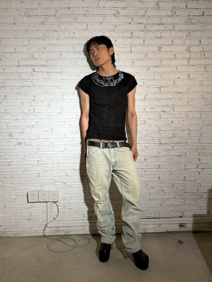 Graphic Print Sleeveless T-Shirt WN19069