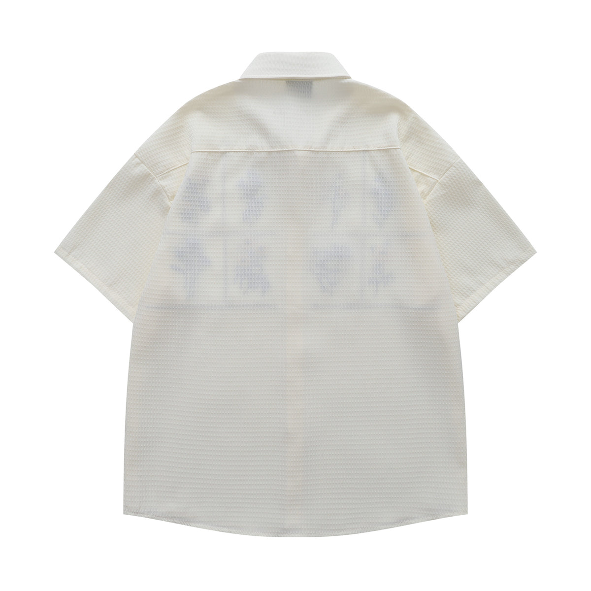 Flower Embroidery Waffle Short Sleeve Shirt WN26913