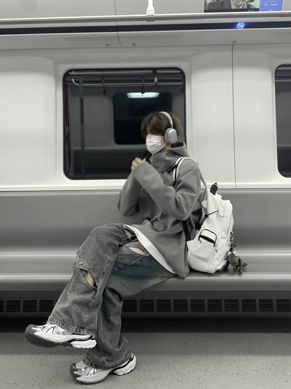 High-Neck Oversize Pullover Hoodie WN19846