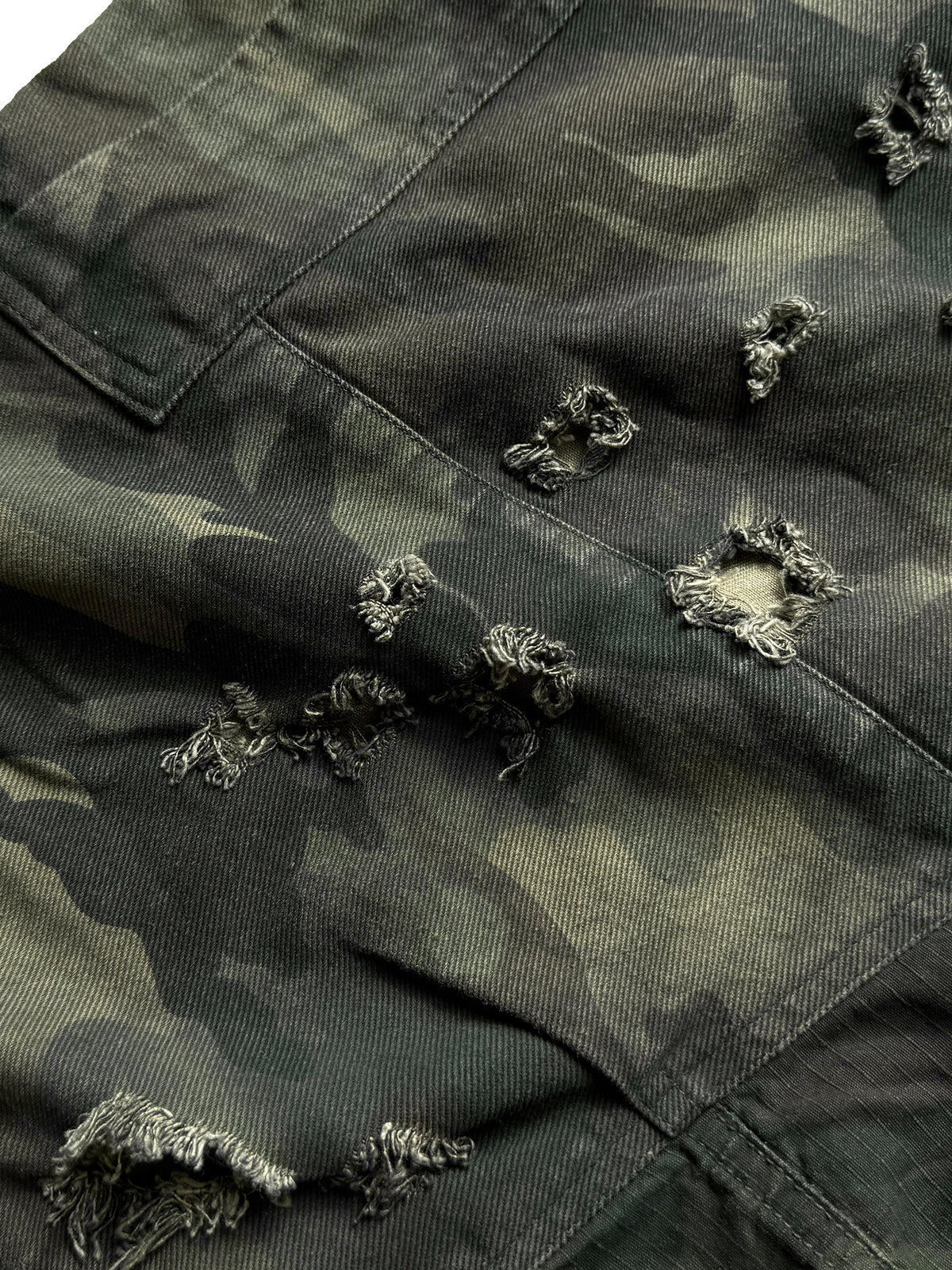 Camouflage Patchwork Damage Half Pants WN27069