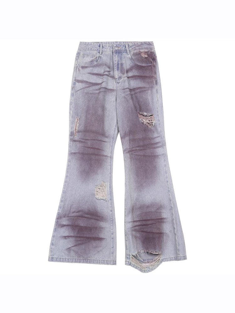 Damage Flare Denim Jeans WN6853