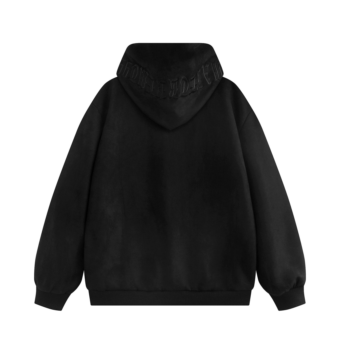 Gothic Letter Embroidery Suede Oversize Hoodie WN11536