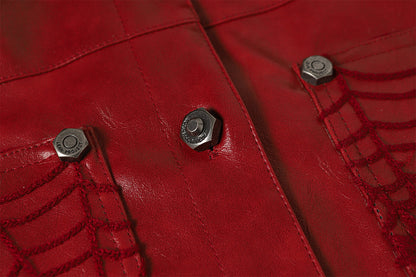 Snap-Button Emboss PU Leather Jacket &PU Leather Wide Leg Pants Setup WN23095-K