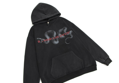 Washed Snake Print Pullover Hoodie WN23061