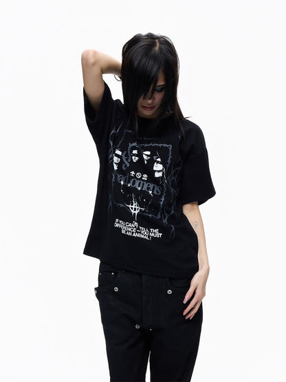 Portrait Print Oversize Short Sleeve T-Shirt WN27358