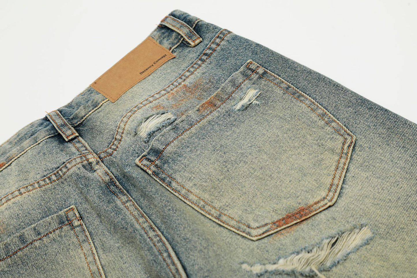 Dirty Washed Damage Flare Denim Jeans WN26103