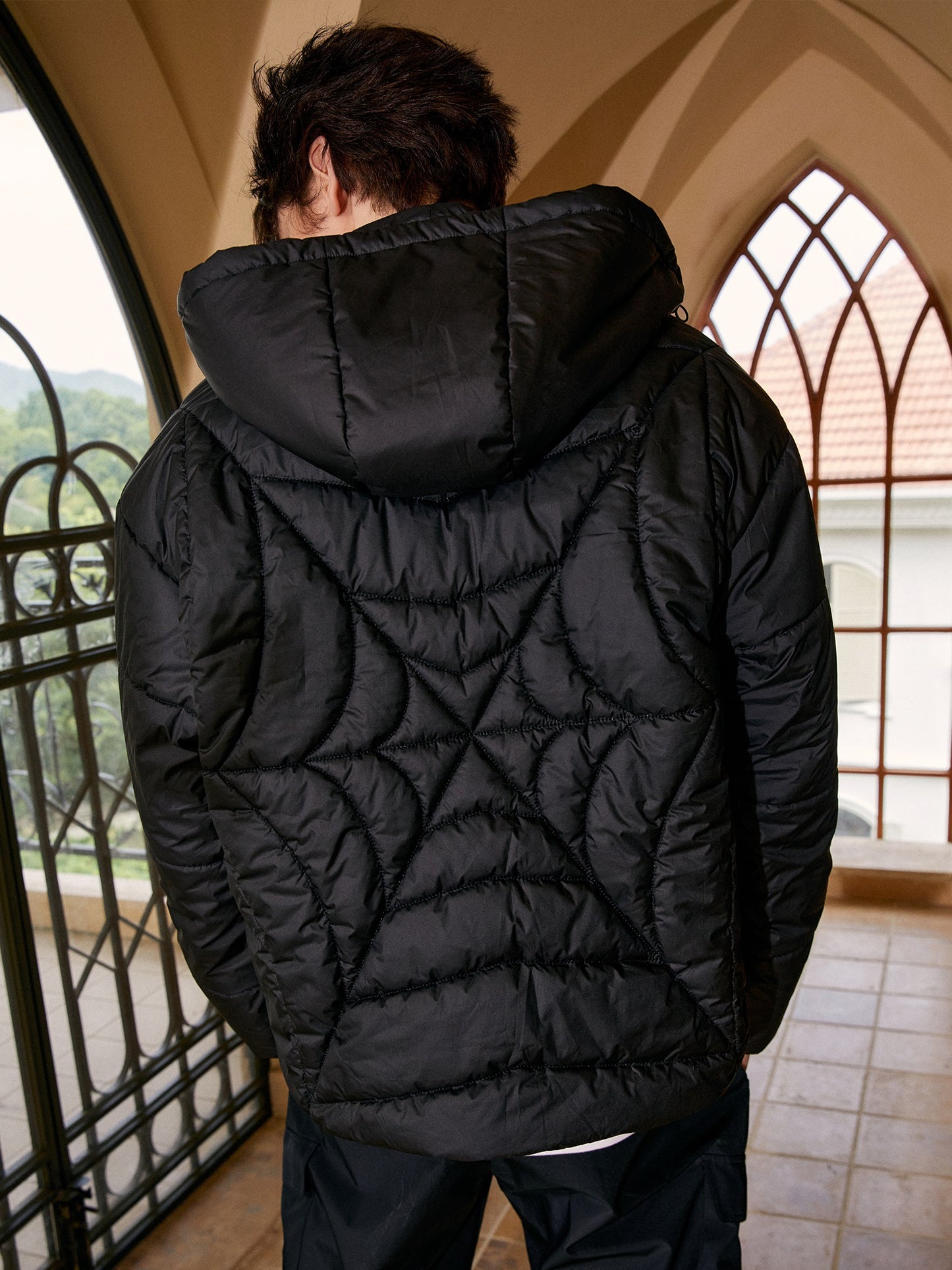 Spider Web Quilted Puffer Jacket WN10156