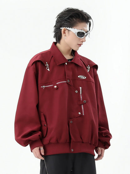 Oversize Metal Design Buckle Jacket WN10262