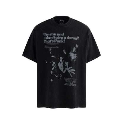 Rock Graphic Print Washed Cotton Short Sleeve T-Shirt WN25661