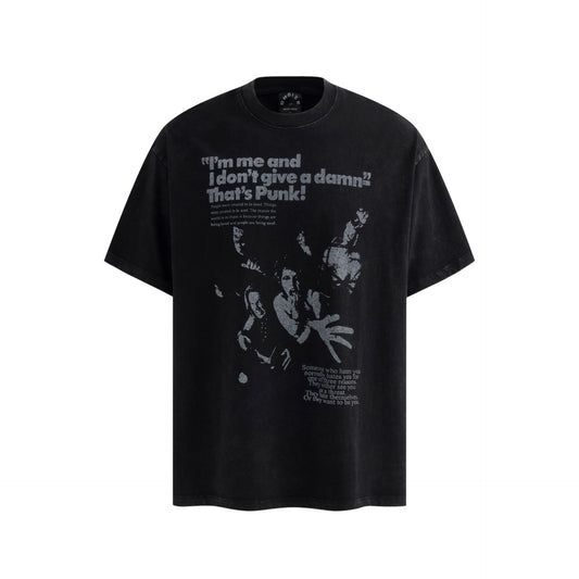 Rock Graphic Print Washed Cotton Short Sleeve T-Shirt WN25661