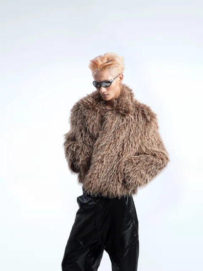 Fake Mink Fur Oversize Wide-Collar Jacket WN20662