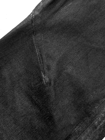 3D Whisker Pleats Coating Straight Denim Jeans WN27075