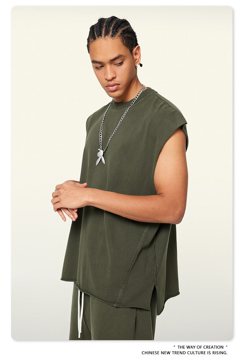 Washed Oversize Sleeveless T-Shirt WN6069