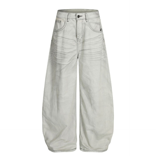 Washed Whisker Barrel Denim Jeans WN26094