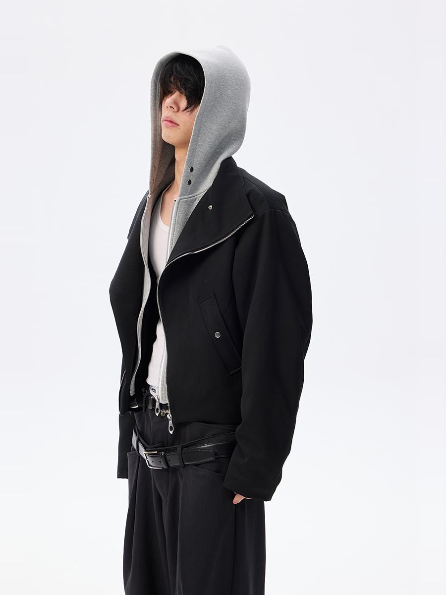 Fake Layered Detachable Hooded Short Padded Jacket WN26698