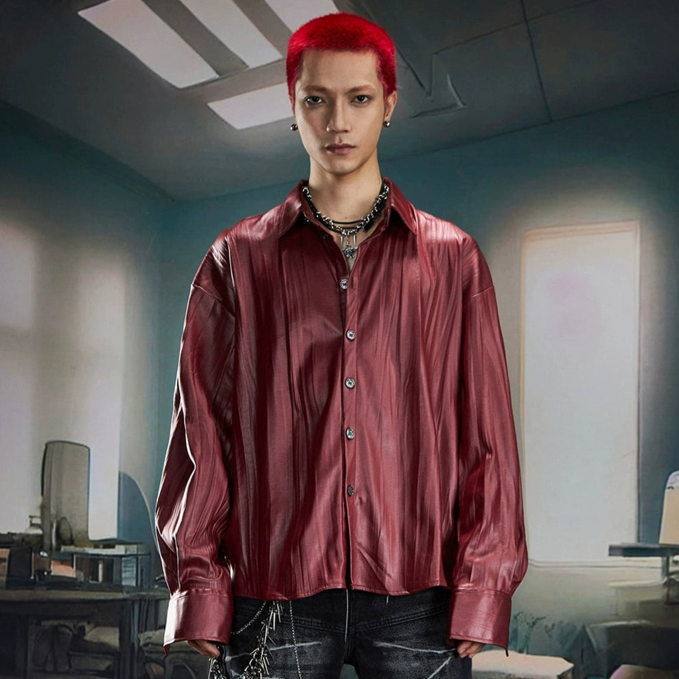 Glossy Oversize Long Sleeve Shirt WN20567