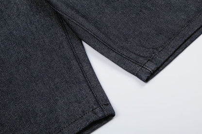 Button Fly Wide Leg Half Denim Jeans WN25941