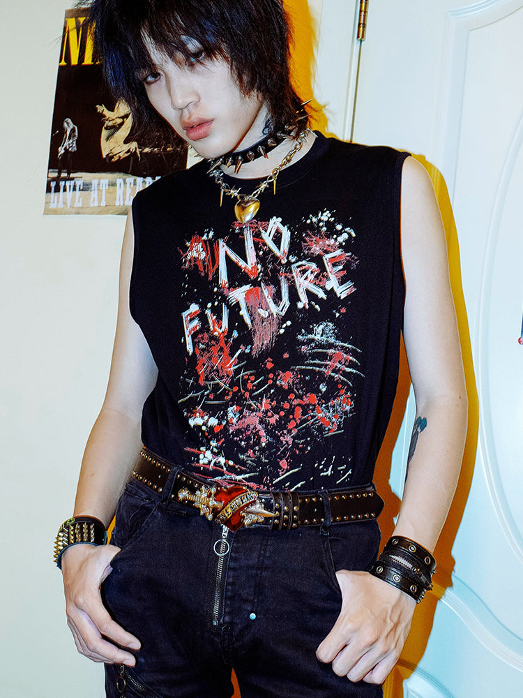 Graphic Print Sleeveless T-Shirt WN15995