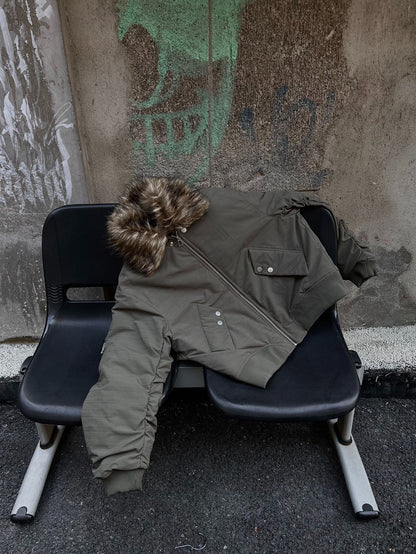 Detachable Fur Collar Flight Jacket WN12705