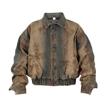 Mud Dye Washed Denim Short Jacket WN26610