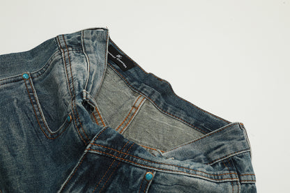 Washed Curve Wide Leg Denim Jeans WN16167