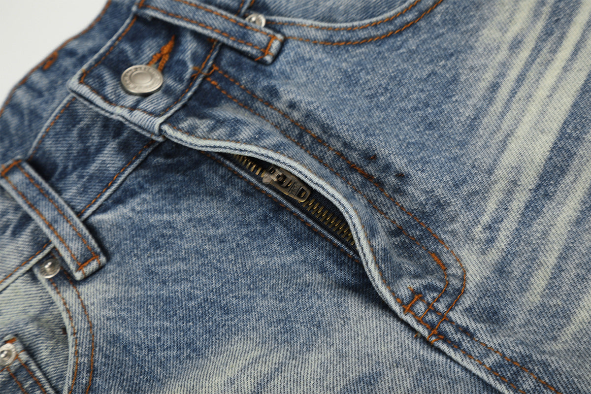 Washed Whisker Denim Half Jeans WN25790