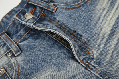 Washed Whisker Denim Half Jeans WN25790