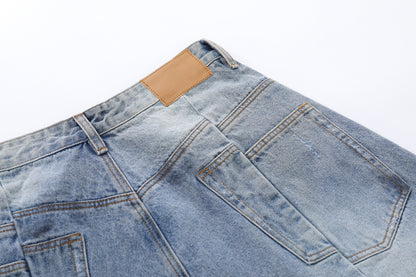 Frayed Distressed Denim Half Jeans WN25413