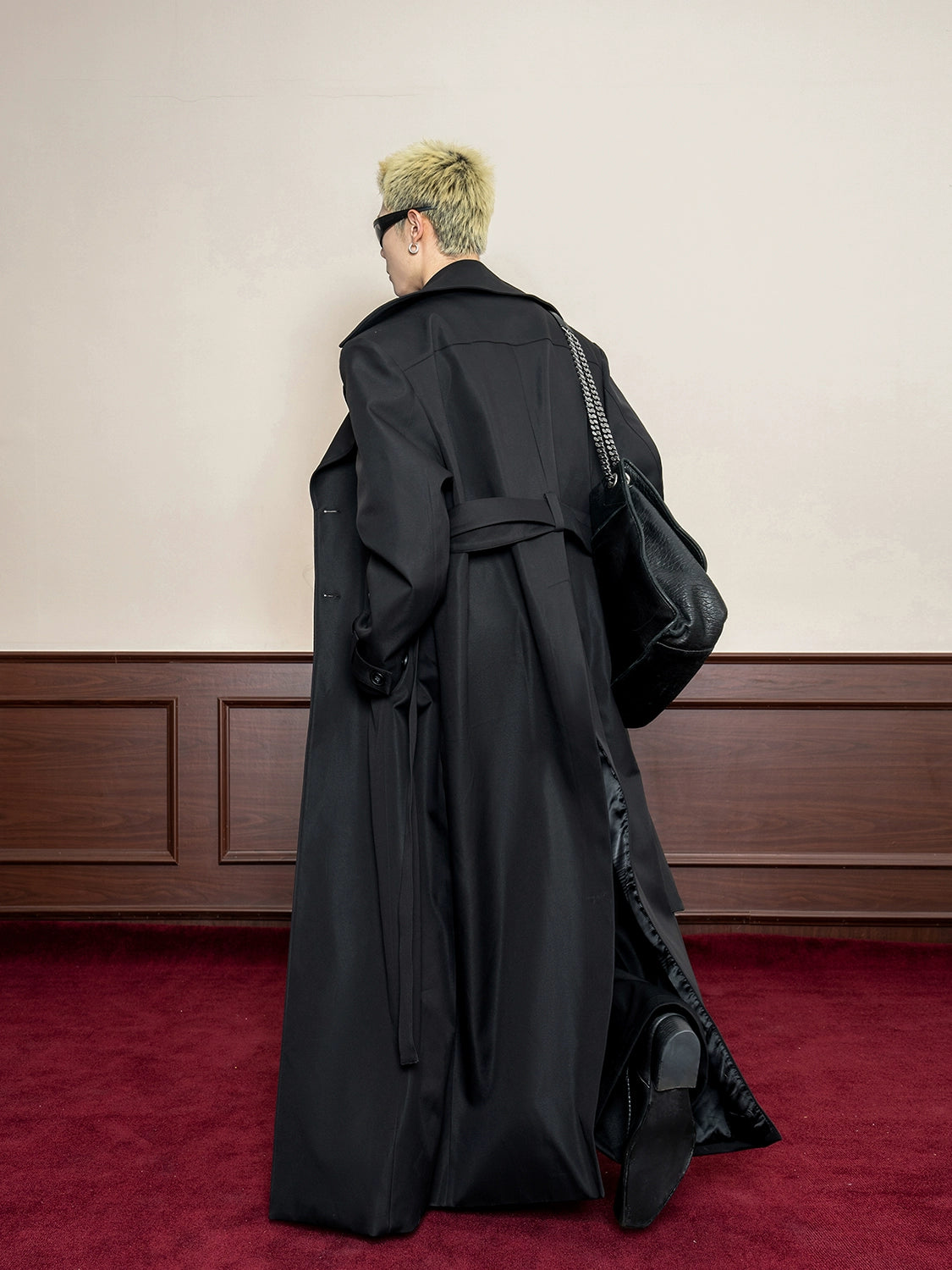 Large Lapel Waist Fit Wide Shoulder Coat WN20852