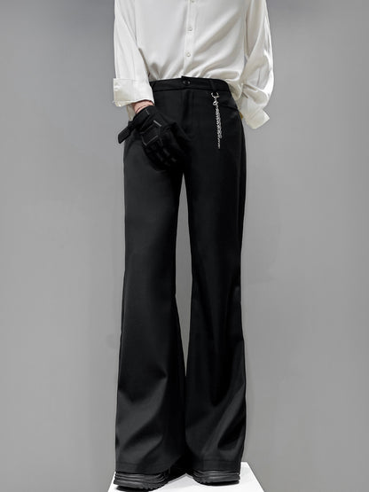 Metal Chain Draped Flare Trousers WN23856