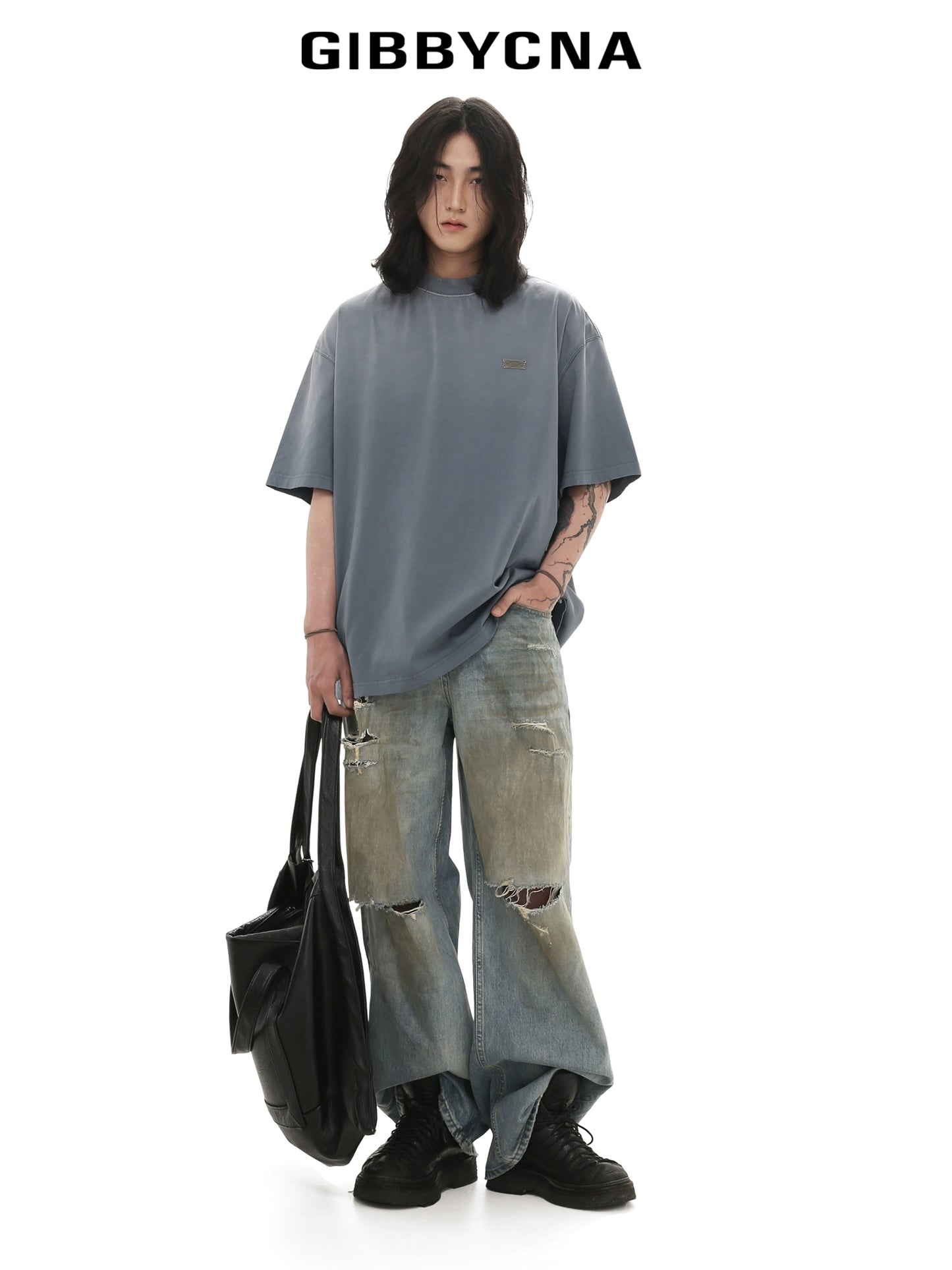 Washed Gradient Oversize Short Sleeve T-Shirt  WN7974