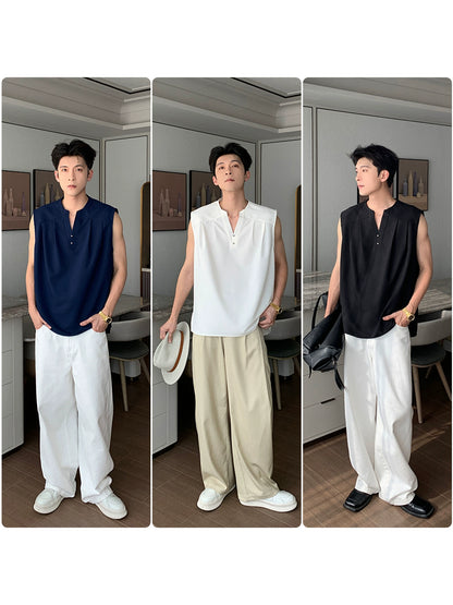 Wrinkle-Free Quick-Dry V-Neck Sleeveless T-Shirt WN20472