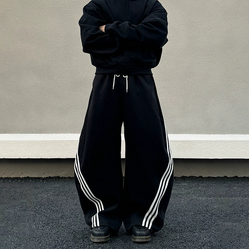 Color Block Stripe Wide Leg Sweat Pants WN19593