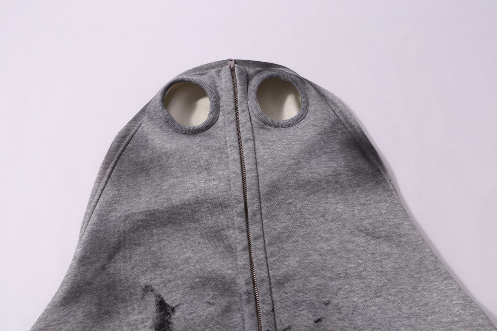 Cropped Graphic Print Zipper Hoodie WN27976