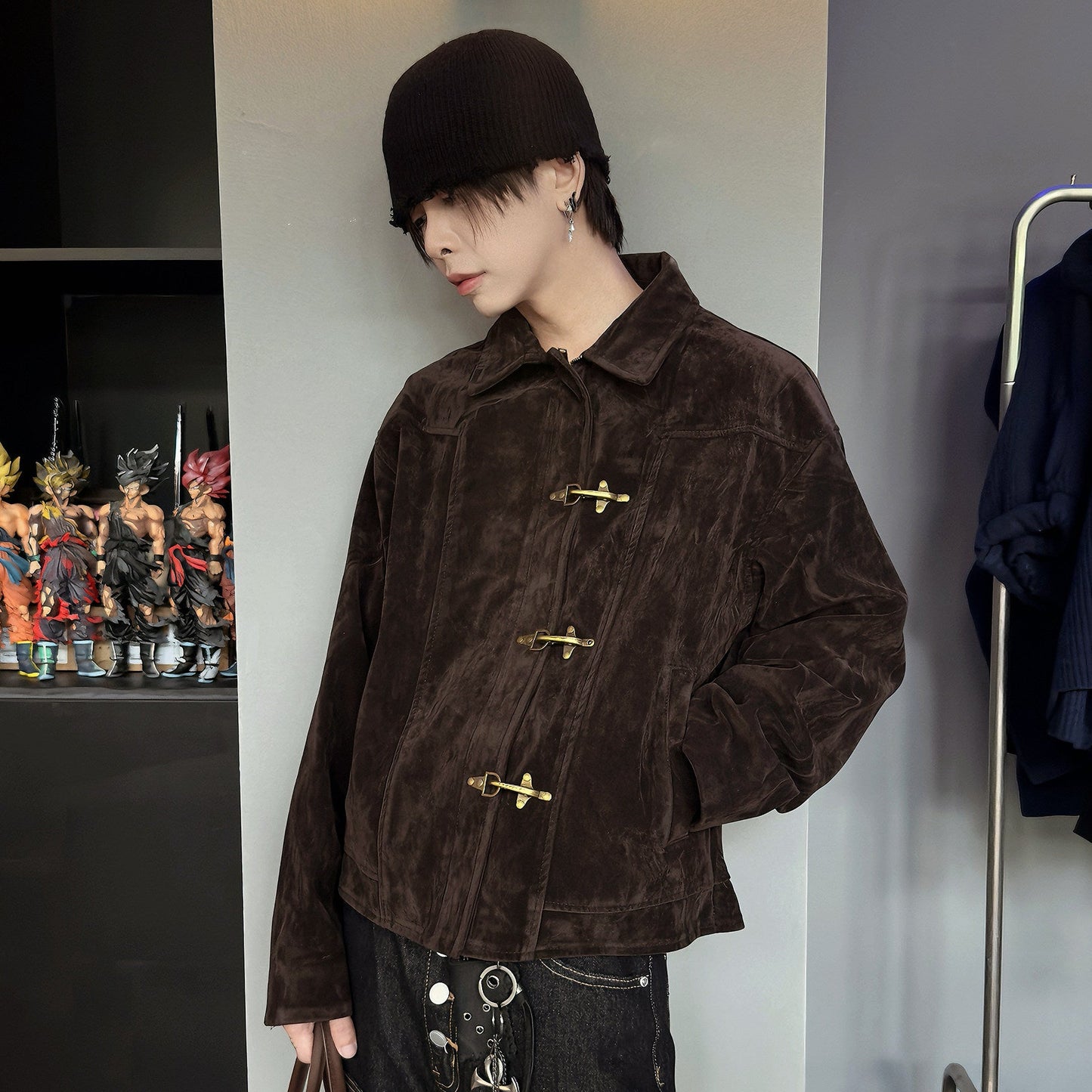 Toggle Closure Suede Short Jacket WN22955