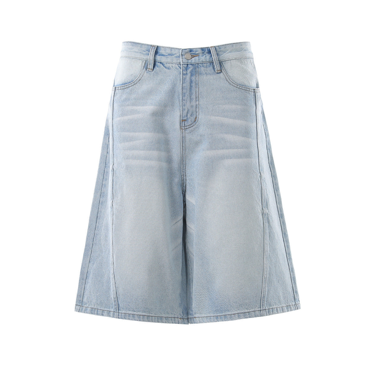 Denim Wash Wide Leg Half Pants WN25644
