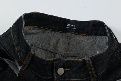 Patchwork Washed Straight-Leg Denim Jeans WN11327