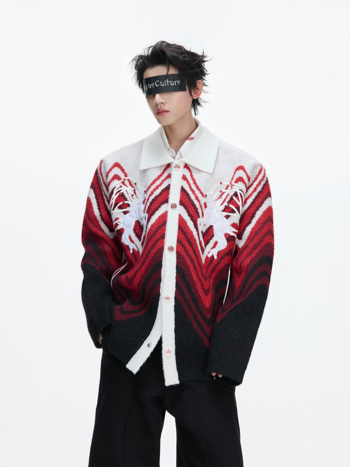 Oversize Polo Collar Knit Cardigan WN22671