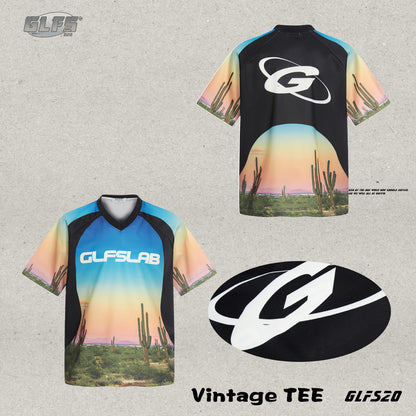 V-Neck Desert Landscape Print Short Sleeve T-Shirt WN26532