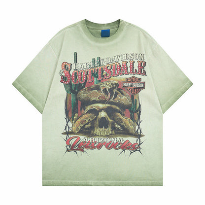 Washed Print Oversize Short Sleeve T-Shirt WN24416