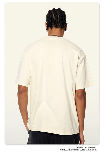 Washed Angel Print Round Neck Short Sleeve T-Shirt WN7833