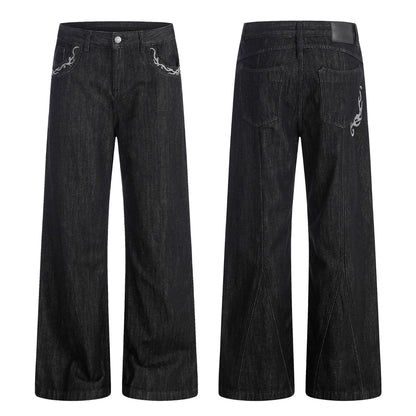 Washed Embroidery Flare Denim Jeans WN26066