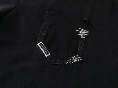 Damage Raw Edge Patch Pocket Short Sleeve T-Shirt WN26816