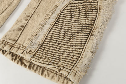 Damage Panel Wide Leg Denim Jeans WN23104