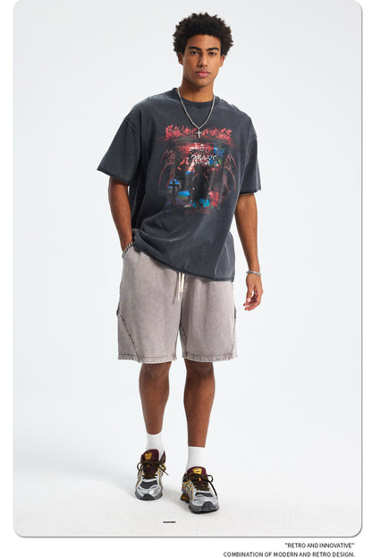 Heavyweight Washed Wax Dye Rolled Sleeve T-Shirt WN16273