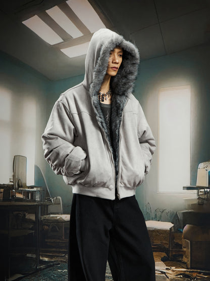 Reversible Fake Fur Zipper Jacket WN22754