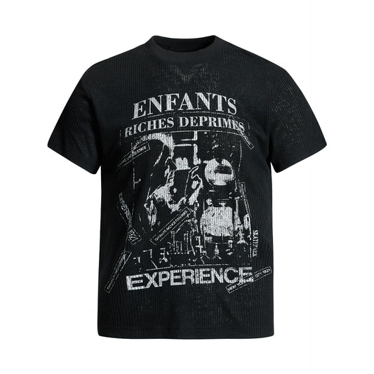 Ribbed Graphic Art Print Short Sleeve T-Shirt WN26030