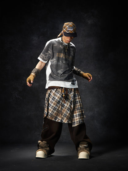 Camouflage Letter Print Oversize Short Sleeve T-Shirt WN15260