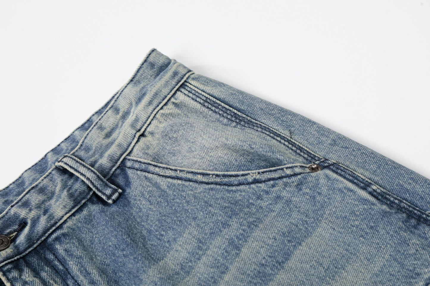 Washed Deconstruction Damage Wide Leg Denim Jeans WN25978